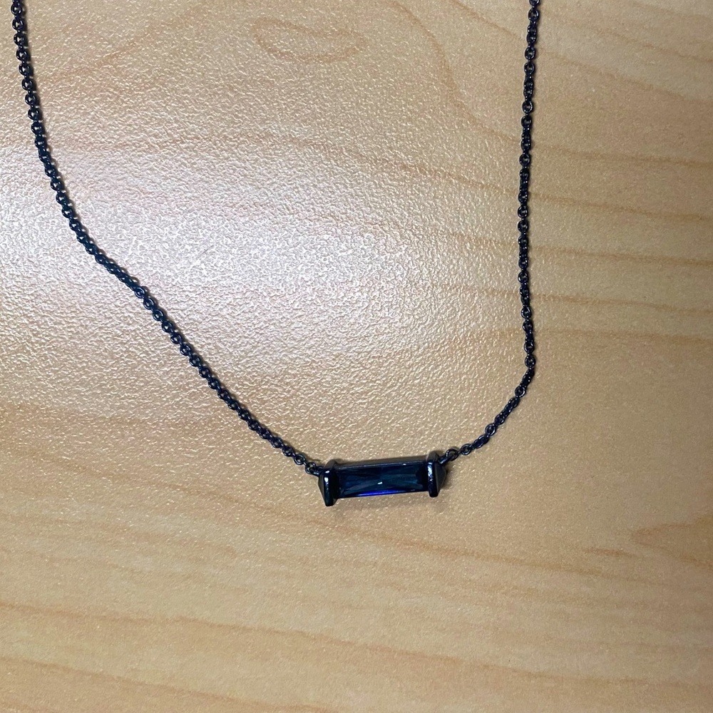 Kendra Scott Leanor Bar Dichroic Glass Gunmetal Necklace